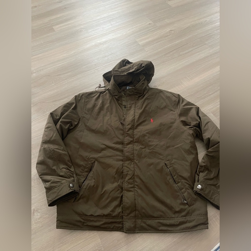 Ralph Lauren Men's olive Hooded Raincoat size xl - Picture 1 of 5